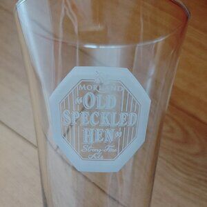 Vintage Retro Morland Old Speckled Hen Lager Ale Beer Pint Glass Man Cav…